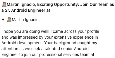 Job offer received days ago